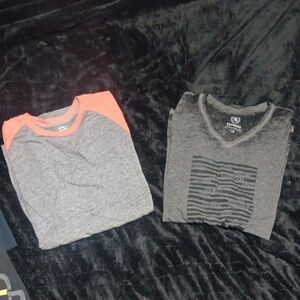 Express Gray V-Neck Tee & Old Navy